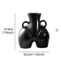 Vase d'art corporel en résine noire mate, forme fesses avec anses, Taille L - L / Style Art Corporel (Vase Fesses Double Oreille) / Noir