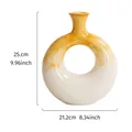 Elegante vaso decorativo in resina a forma di ciambella color ocra e bianco moderno - Taglia L / Giallo