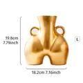 Florero de arte corporal humano de resina dorada estilo nórdico con asas Talla L 19,8cm - L / Estilo Arte Corporal (Jarrón de Glúteos con Doble Oreja) / Dorado