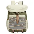 Minimalist green and off-white outdoor hiking backpack with criss-cross drawstring - With Pendant / Pine Tea Green