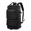 Large capacity black travel backpack with multiple pockets for fitness and business trips. - One Size / Black