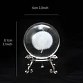 Premium 6cm dandelion laser engraved crystal ball ornament with ornate silver metal stand - Dandelion (Silver)