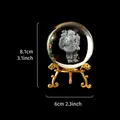 3D laser engraved Santa Claus crystal ball with gold stand, 8.1cm height. - Santa Claus (Gold)