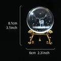 Bola de cristal decorativa de 3,1 pulgadas con grabado láser 3D de reno y soporte - Reno cielo estrellado (Soporte dorado)