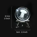 3D laser engraved jellyfish crystal ball ornament with decorative silver metal tripod stand - Jellyfish (Silver)