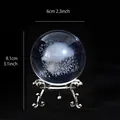 Creative laser engraved crystal ball decor with ornate metal tripod stand, 6cm diameter - Rain Cloud (Silver)