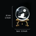 Crystal ball ornament with laser engraved rabbit and moon on a golden tripod stand - Moon Rabbit (Gold)