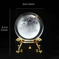 Elegant 6cm moon crystal ball with 3D laser engraving on decorative gold metal stand - Moon (Gold)