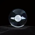 Elegante bola de cristal transparente con diseño de planeta 3D grabado con láser interior - Bola de Saturno de cristal pequeña (Planeta anillado)