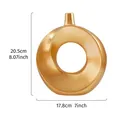 Florero de cerámica dorado minimalista nórdico con forma de dona para hogar, 20,5 cm - Oro M