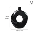 Minimalistische schwarze kreisförmige Keramikvase, Größe M, 20,5 cm Höhe für Deko - Schwarz M