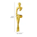 Detailed view of modern gold-plated thinker sculpture showing dimensions of 22.2cm by 5cm - Style B (Listening)