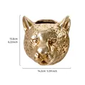 Detailed dimensions for the golden leopard head wall-mounted ceramic planter and vase - Gold Foil Leopard Head / Gold