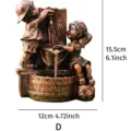 Escultura de fuente de jardín de resina con niño y niña para decorar el patio - Estilo Jugando En El Pozo (D)