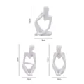 Set of three white Nordic abstract thinker sculptures for home office desktop decor - Abstract Figure (Set of Three) / White Set