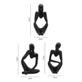 Juego de 3 estatuas de pensador abstracto nórdico negro mate con medidas de tamaño - Figura Abstracta (Juego de Tres) / Conjunto Negro