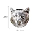 Metallic leopard head wall hanging planter showing dimensions 15.8cm by 14.2cm - Silver Foil Leopard Head / Silver