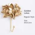 Gancio da parete vintage a forma di fiore di loto dorato con trama a rilievo - Colore Oro Loto