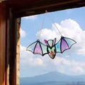 Stained glass Halloween bat suncatcher for window hanging and spooky home wall decoration - Acrylic Pendant - Black Bat