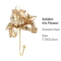 Gancio da parete decorativo a forma di iris dorato in stile europeo, 7,7 x 10,5 cm - Colore Oro Iris