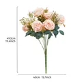 Bouquet de roses roses artificielles multicéphales, dimensions 49,5 cm par 40 cm - Beige