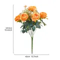 Bouquet de roses artificielles orange vif pour décor de mariage, 49,5 cm de haut - Orange