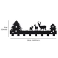 Black metal wall key holder with forest deer silhouette, size 26x9cm for home decor storage. - Iron Hook with Reindeer & Christmas Tree