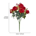 Bouquet de roses rouges artificielles, dimensions 49,5 cm de hauteur et 40 cm de largeur - Rouge