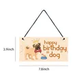 Decorative wooden pug dog birthday hanging sign ornament measuring 3.9x7.8 inches - Cartoon Pug Style (6015108669110)