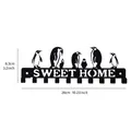 Minimalist iron key hook with cute penguin silhouettes and sweet home text for wall storage. - Iron Hook with Penguin