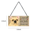 Decorative French Bulldog wooden hanging sign for home wall art, 3.9x7.8 inch size - Cream Frenchie