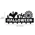 Halloween black metal key holder wall mounted decorative hook with spooky silhouette design. - Ghost & Spider Web Iron Hook