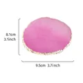 Pink resin agate nail art palette with gold edge and 9.5x8.1cm dimension markings - Pink