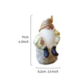 Colorful resin garden gnome figurine sitting on rock, 11cm height measurement - Single Bearded Gnome Sitting On Stone (Single Bearded Gnome)