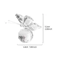 Adorno de mariposa de cristal con base de bola facetada, dimensiones mostradas claramente - Mariposa de Cristal de Bigotes Largos Transparente
