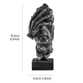 Escultura de busto de cara de plata abstracta adorno de 15,5 cm de alto para el estudio - Pensador Abstracto (Silencioso) / Negro Plateado