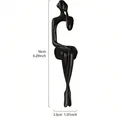 Minimalist black abstract seated human figure sculpture for modern home shelf decor - Listening / Black