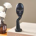 Detailed view of black abstract face sculpture for Nordic minimalist home decor ornament - Scissors Hands Style (Abstract Face) / Black