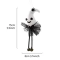 White Halloween ghost hanging ornament with black mesh ruff and bronze bells, 15cm height - Ghost Bell Pendant