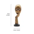 Abstract Silence is Golden resin figurine with dimension markings in inches and cm - Scissor Hand Pose / Gold