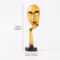 Abstract gold face sculpture Silence is Golden resin home decor with size details - Face-Holding Gesture / Gold