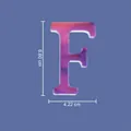 Décoration de lettre F en acrylique coloré éblouissant avec mesure de hauteur de 6,60 cm - Lettre F / Iridescent