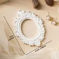 Elegant vintage style white relief oval photo frame prop for DIY wall decoration - Prop D-White (Oval) / 11cm x 8.1cm