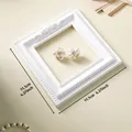 Square white European retro relief decorative frame measuring 11.1cm by 11.1cm for DIY - Prop J-White (Square)