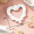 Vintage white heart-shaped relief frame photography prop, 10.5cm by 10.5cm dimensions. - Prop L-White (Heart)