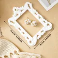 Small white vintage European relief frame photography prop for elegant jewelry display - Prop A86-White (Rectangular Relief)
