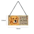 Wooden Golden Retriever dog plaque house home quote hanging wall art decor 3.9x7.8 inch - Golden Retriever