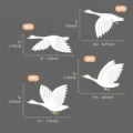 Spécifications de taille détaillées pour un ensemble de quatre oies volantes en bois - Ensemble Oie Sauvage Volante / Ensemble / Blanc