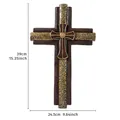 Cruz de pared gótica vintage de resina con motivos florales, tamaño 39x24,5 cm - Estilo Dorado de Volutas (15041) / 39x24.5cm