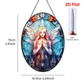 Decorative stained glass style acrylic angel hanging ornament for home and wall decoration - Angel Fairy-B / Round